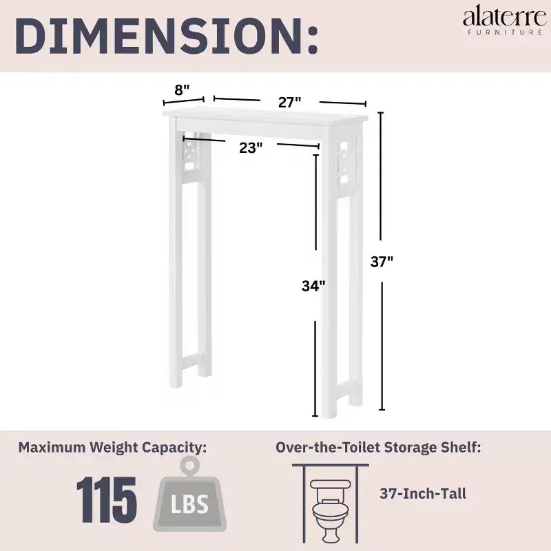 Alaterre Furniture Derby Ripiano salvaspazio da bagno da mettere sopra il WC, 94 cm di altezza, salvaspazio moderno da appoggio per articoli da toeletta e asciugamani, bianco