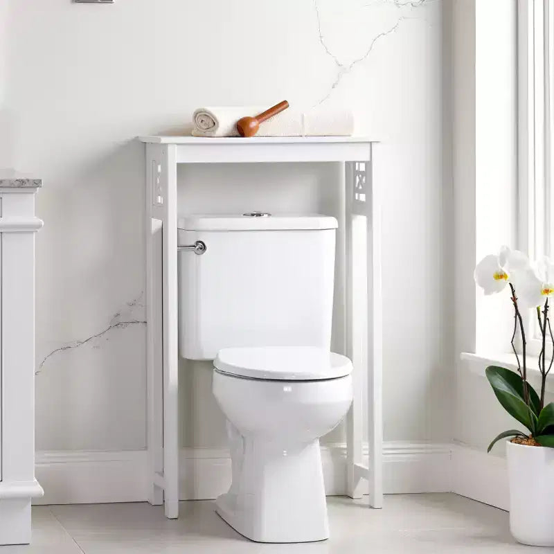 Alaterre Furniture Derby Ripiano salvaspazio da bagno da mettere sopra il WC, 94 cm di altezza, salvaspazio moderno da appoggio per articoli da toeletta e asciugamani, bianco