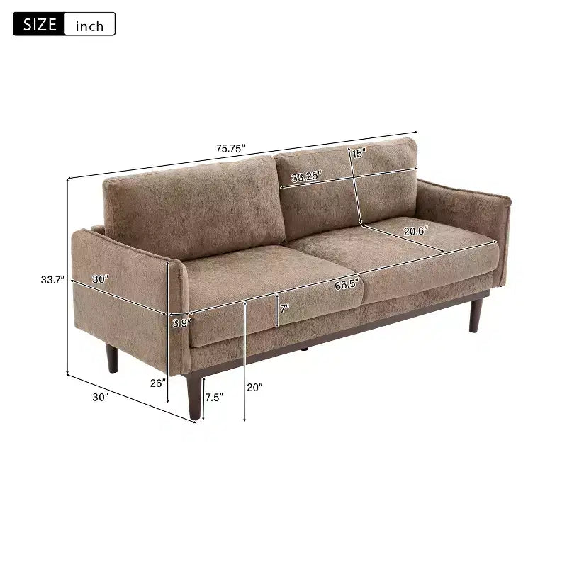 Divanetto a due posti "Elara Modem 75.75" Christopher Knight Home in legno di caucciù con rivestimento in ciniglia e cuscini spessi