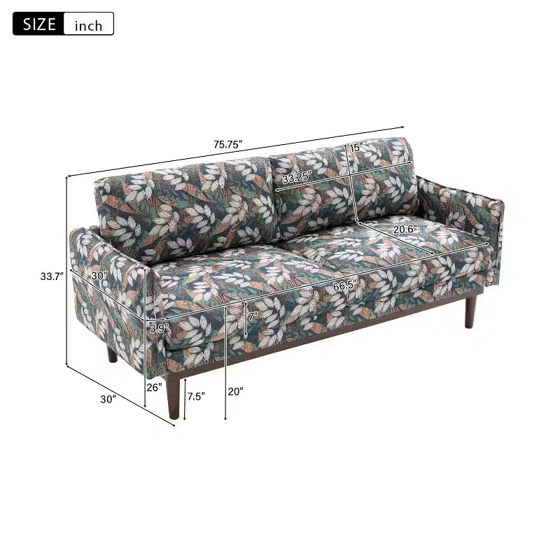 Divanetto a due posti "Elara Modem 75.75" Christopher Knight Home in legno di caucciù con rivestimento in ciniglia e cuscini spessi