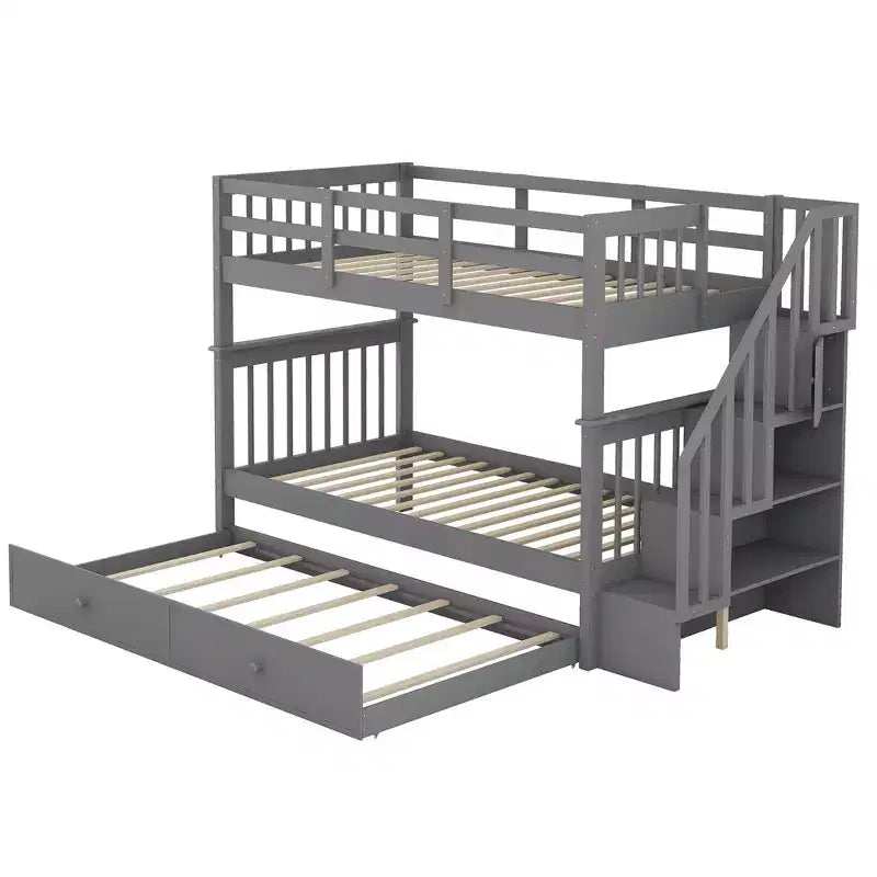 Letto a castello a due piazze con letto estraibile a scomparsa, struttura per letto a castello per bambini con ringhiera di protezione per dormitorio in camera da letto