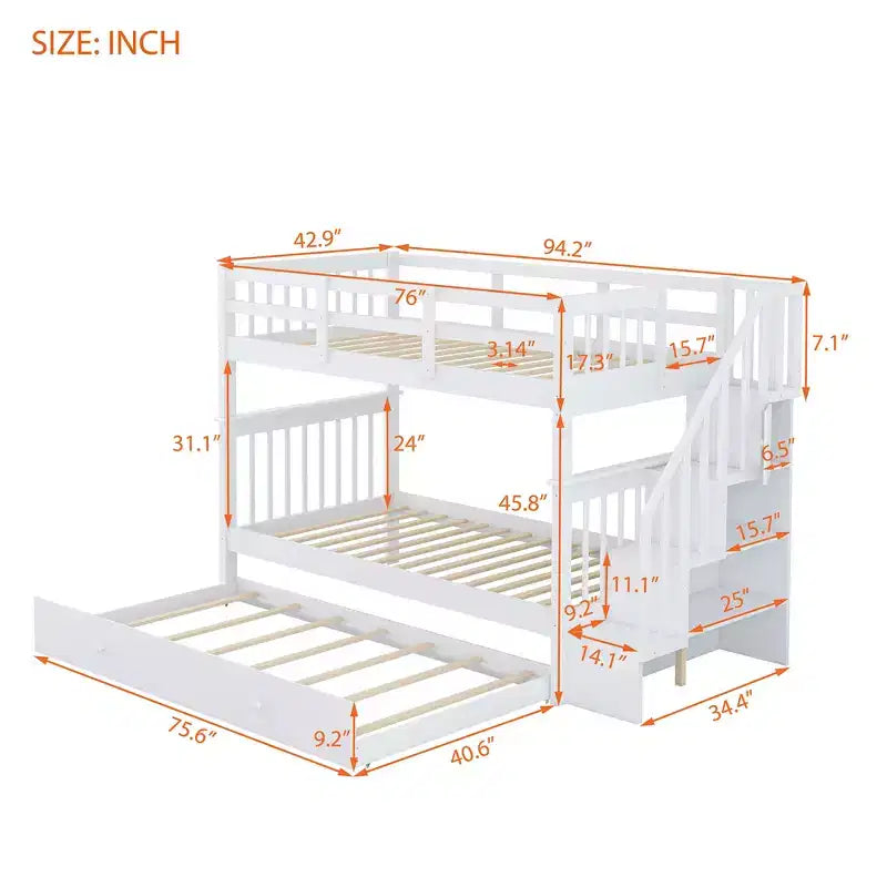 Letto a castello a due piazze con letto estraibile a scomparsa, struttura per letto a castello per bambini con ringhiera di protezione per dormitorio in camera da letto