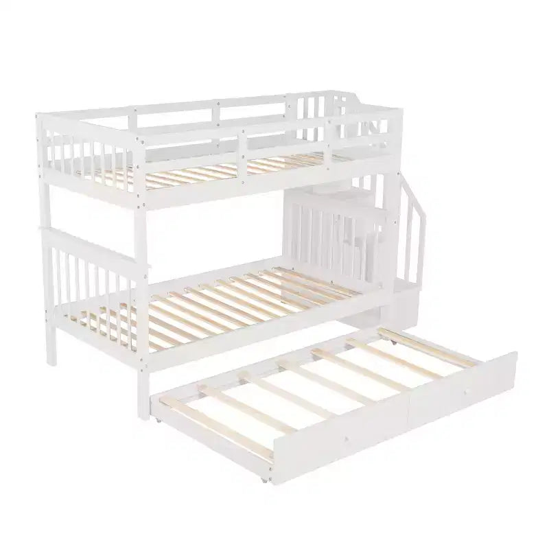 Letto a castello a due piazze con letto estraibile a scomparsa, struttura per letto a castello per bambini con ringhiera di protezione per dormitorio in camera da letto