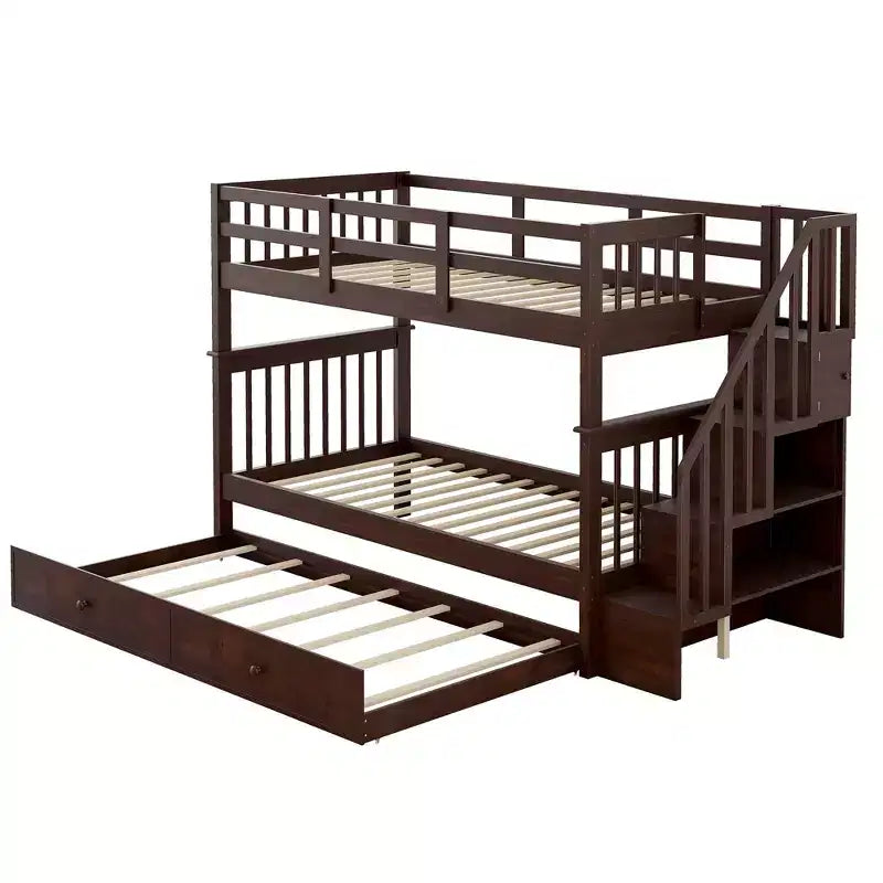 Letto a castello a due piazze con letto estraibile a scomparsa, struttura per letto a castello per bambini con ringhiera di protezione per dormitorio in camera da letto