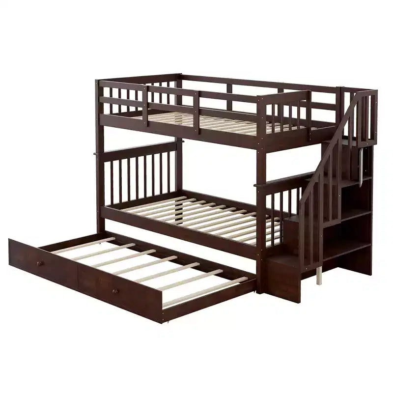 Letto a castello a due piazze con letto estraibile a scomparsa, struttura per letto a castello per bambini con ringhiera di protezione per dormitorio in camera da letto