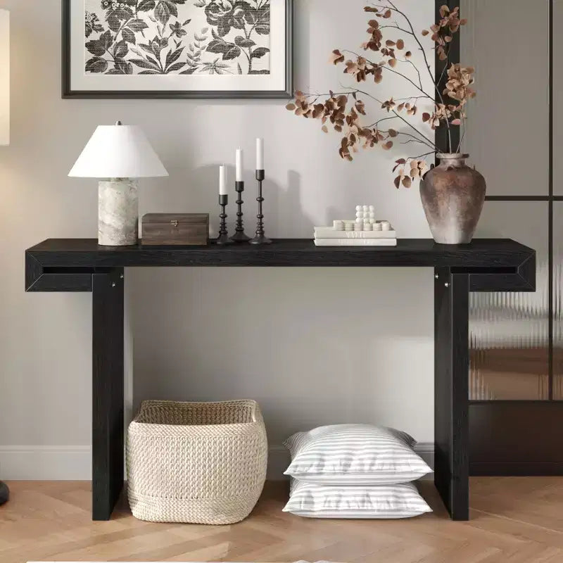 Okak 60IN Farmhouse Narrow Console Table, Entryway Table with Thick and Long Tabletop, Rustic Accent Table for Living Room, Hallway