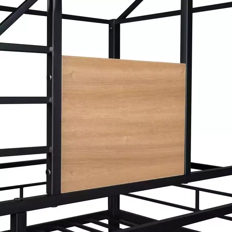 Letto a castello in metallo, letto a castello doppio con scivolo, letto a castello doppio a forma di casetta con sponde per la cameretta dei bambini