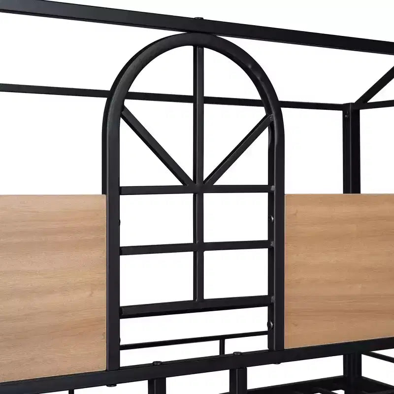 Letto a castello in metallo, letto a castello doppio con scivolo, letto a castello doppio a forma di casetta con sponde per la cameretta dei bambini