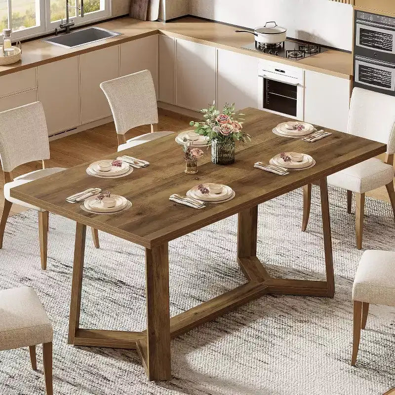 Lantine 47-Inch Dining Table for 4, Kitchen Dinner Table, Farmhouse Wooden Dining Room Table for Home, Small Space, Easy Assembly