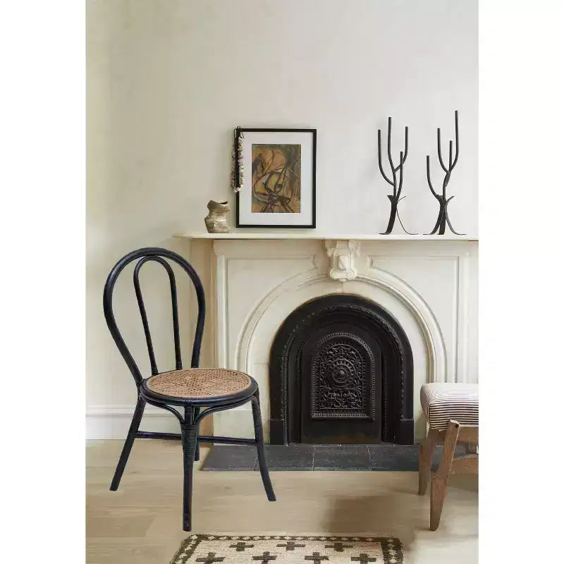 Set di 2 sedie da pranzo in rattan nero 15,5x20,5x35,5