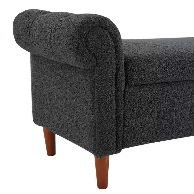 Panca contenitore TUYOHW con seduta imbottita e braccioli, panchina in velluto fondo letto, pouf poggiapiedi per camera da letto, soggiorno, grigio