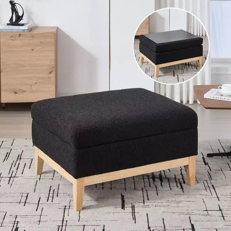 TUYOHW Poggiapiedi moderno con contenitore, poggiapiedi imbottito con coperchio reversibile, tavolino versatile per soggiorno, camera da letto, ingresso