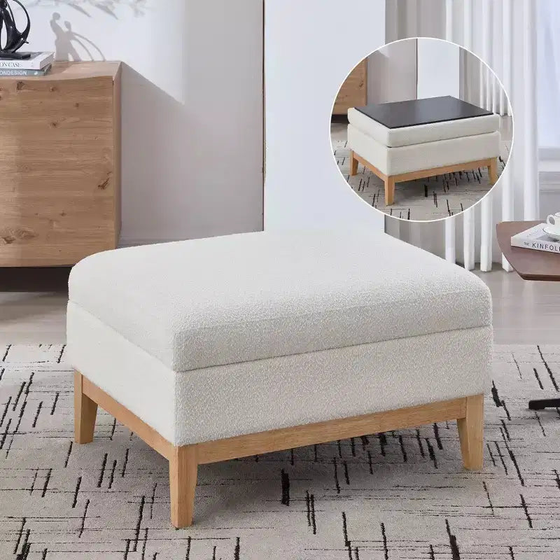 TUYOHW Poggiapiedi moderno con contenitore, poggiapiedi imbottito con coperchio reversibile, tavolino versatile per soggiorno, camera da letto, ingresso