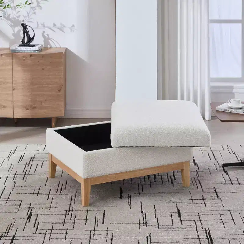 TUYOHW Poggiapiedi moderno con contenitore, poggiapiedi imbottito con coperchio reversibile, tavolino versatile per soggiorno, camera da letto, ingresso