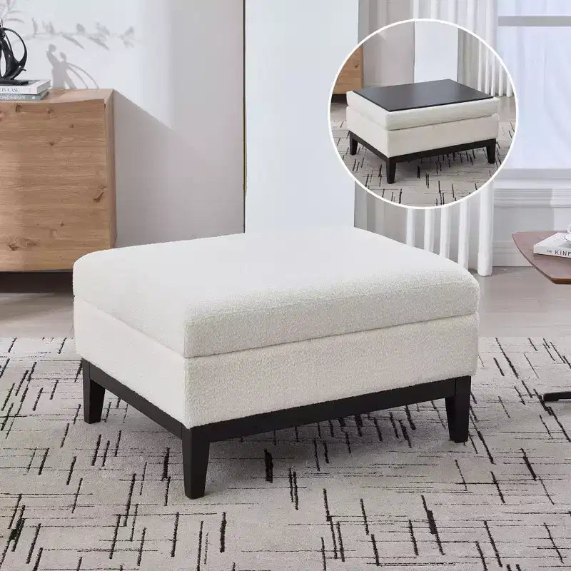 TUYOHW Poggiapiedi moderno con contenitore, poggiapiedi imbottito con coperchio reversibile, tavolino versatile per soggiorno, camera da letto, ingresso