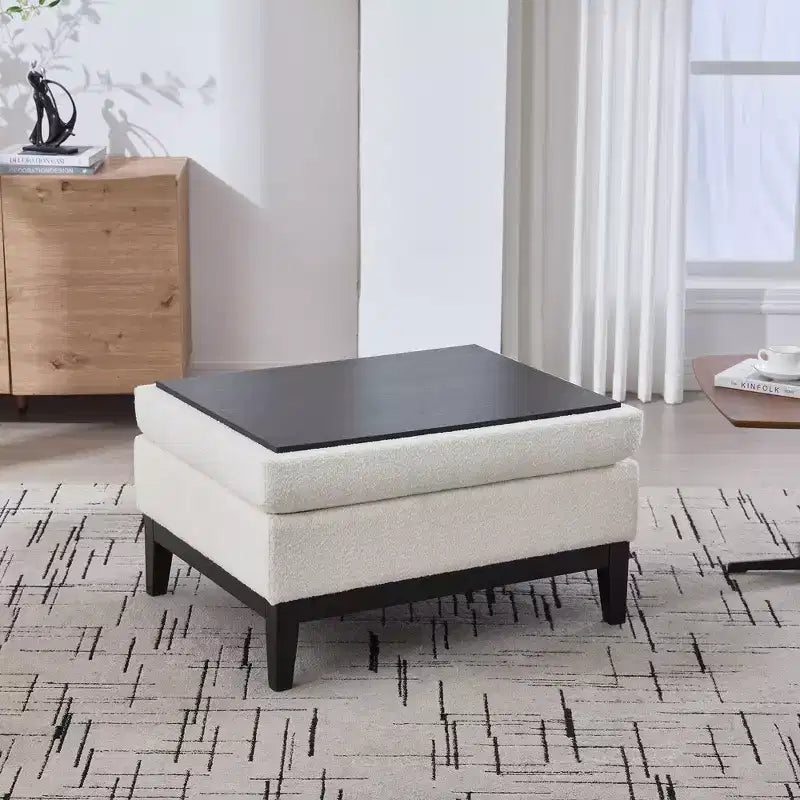 TUYOHW Poggiapiedi moderno con contenitore, poggiapiedi imbottito con coperchio reversibile, tavolino versatile per soggiorno, camera da letto, ingresso
