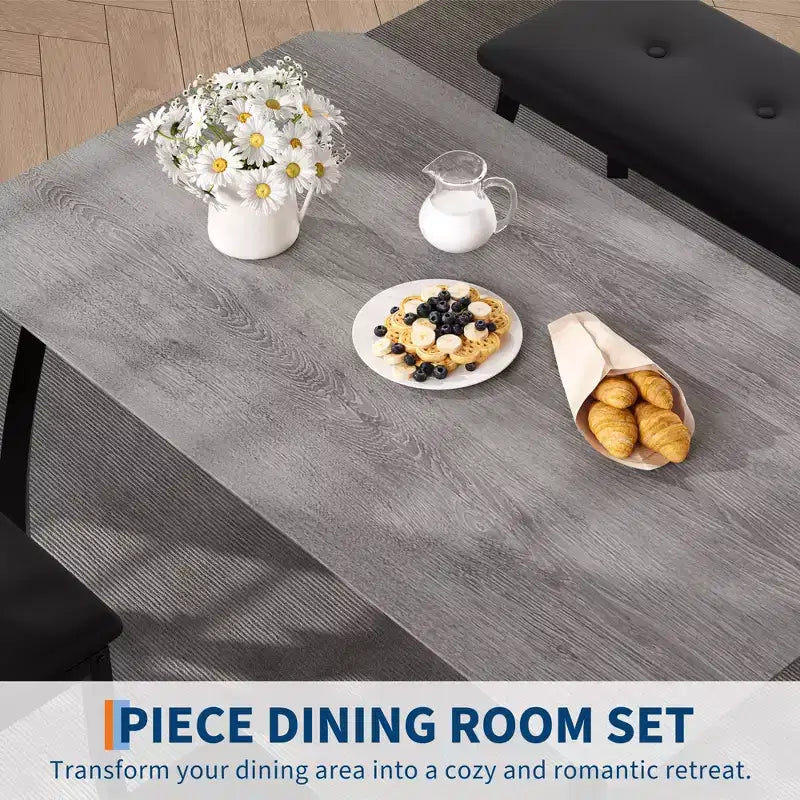 Set Tavolo da Pranzo, Tavolo da Cucina con Panca Imbottita e 2 Sedie Imbottite, Mobili da Cucina Industriali per Cucina, Sala da Pranzo