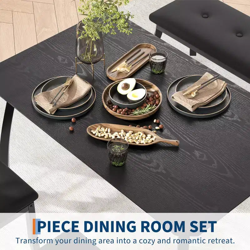 Set Tavolo da Pranzo, Tavolo da Cucina con Panca Imbottita e 2 Sedie Imbottite, Mobili da Cucina Industriali per Cucina, Sala da Pranzo