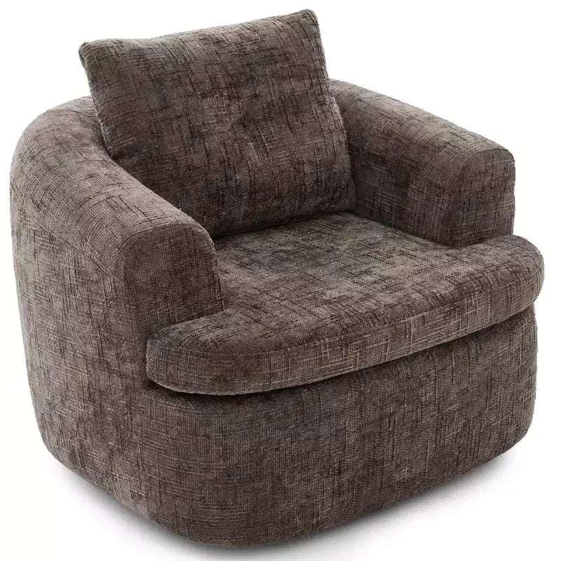 Sedia girevole moderna accent con cuscino a doppio strato, poltrona a botte girevole a 360° in ciniglia per soggiorno o appartamento