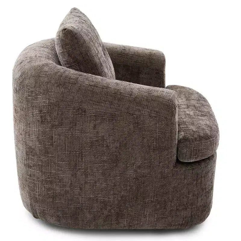 Sedia girevole moderna accent con cuscino a doppio strato, poltrona a botte girevole a 360° in ciniglia per soggiorno o appartamento