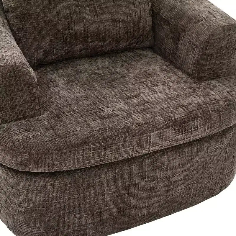 Sedia girevole moderna accent con cuscino a doppio strato, poltrona a botte girevole a 360° in ciniglia per soggiorno o appartamento