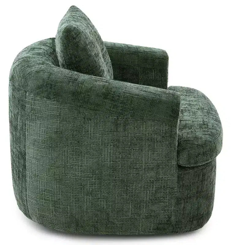 Sedia girevole moderna accent con cuscino a doppio strato, poltrona a botte girevole a 360° in ciniglia per soggiorno o appartamento