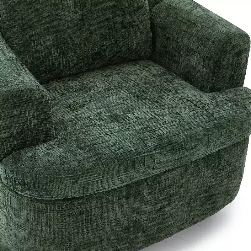 Sedia girevole moderna accent con cuscino a doppio strato, poltrona a botte girevole a 360° in ciniglia per soggiorno o appartamento