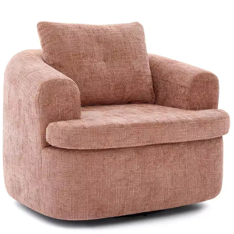 Sedia girevole moderna accent con cuscino a doppio strato, poltrona a botte girevole a 360° in ciniglia per soggiorno o appartamento