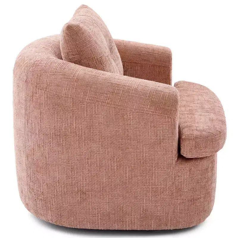 Sedia girevole moderna accent con cuscino a doppio strato, poltrona a botte girevole a 360° in ciniglia per soggiorno o appartamento