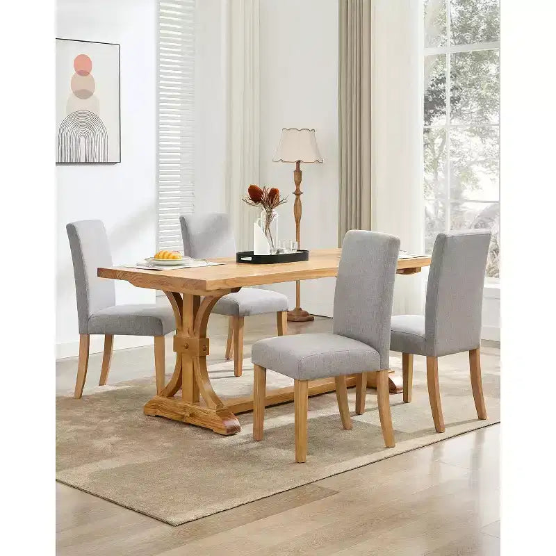 Sedie da pranzo Parsons imbottite, sedie laterali in tessuto di lino con gambe in legno per sala da pranzo, cucina, ristorante, soggiorno