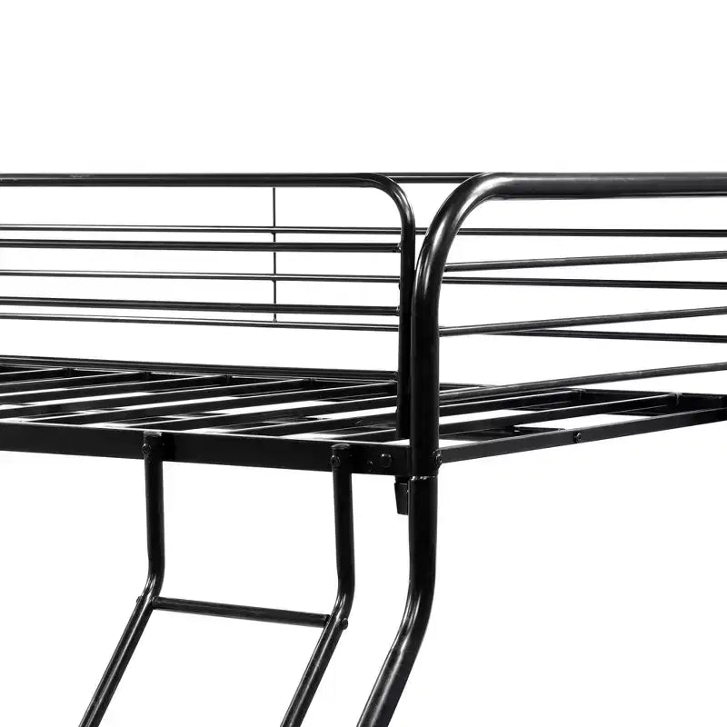 Letto a castello in metallo una piazza e mezza/matrimoniale, struttura resistente, scala inclinata, sponda superiore rinforzata, facile montaggio, nero, salvaspazio