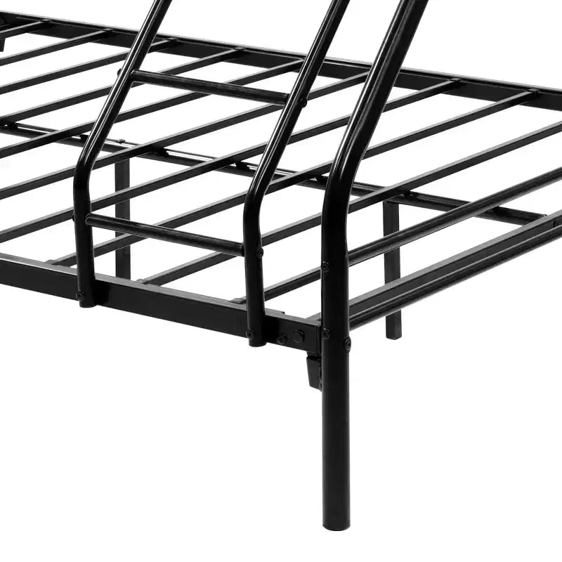 Letto a castello in metallo una piazza e mezza/matrimoniale, struttura resistente, scala inclinata, sponda superiore rinforzata, facile montaggio, nero, salvaspazio