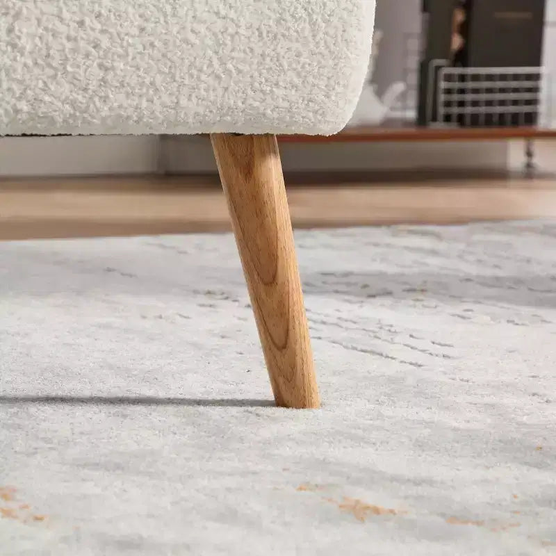 Poltrona moderna senza braccioli con gambe in legno di gomma, sedia slipper rivestita in ciniglia per soggiorno, camera da letto o angolo lettura