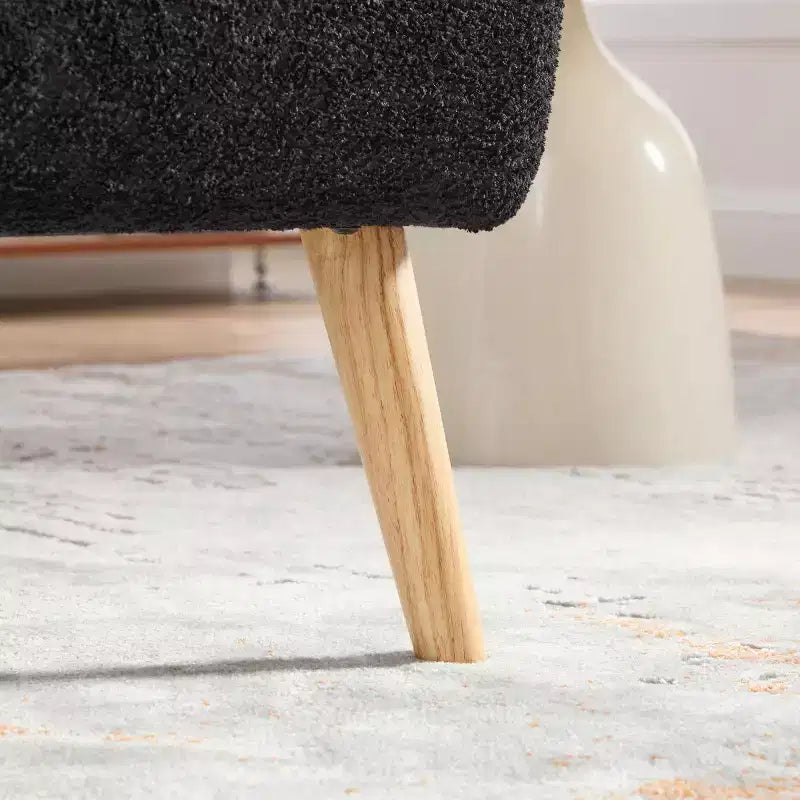 Poltrona moderna senza braccioli con gambe in legno di gomma, sedia slipper rivestita in ciniglia per soggiorno, camera da letto o angolo lettura