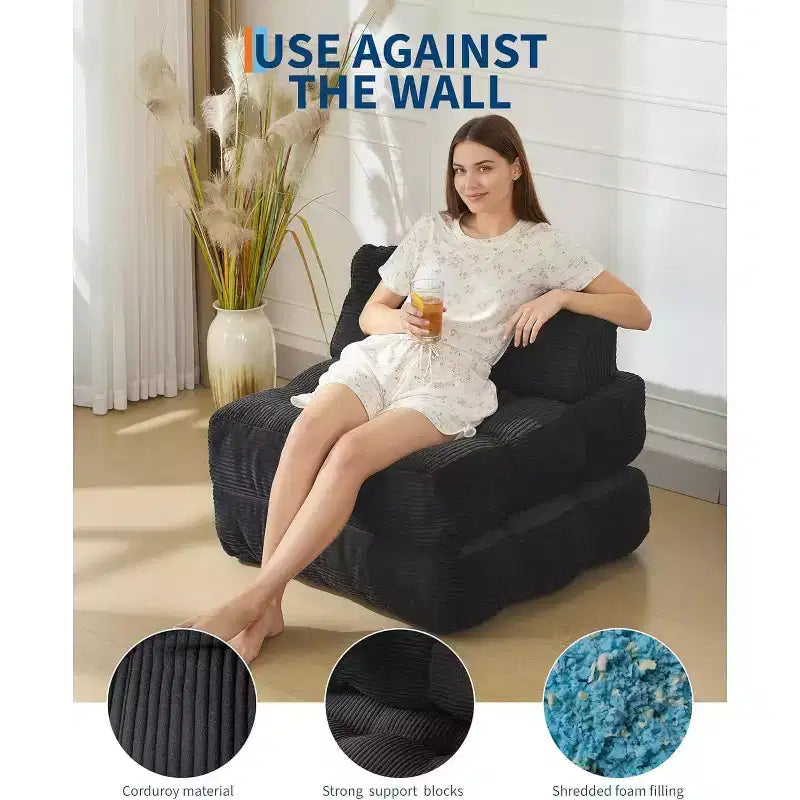 Divano Letto Pieghevole, Poltrona Letto Convertibile con Cuscino e Tasca Laterale, Design con Materasso Pieghevole, Lettino da Terra Portatile per Piccoli Spazi