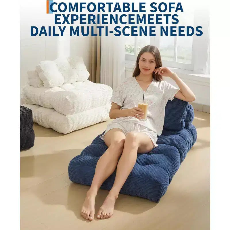 Divano Letto Pieghevole, Poltrona Letto Convertibile con Cuscino e Tasca Laterale, Design con Materasso Pieghevole, Lettino da Terra Portatile per Piccoli Spazi