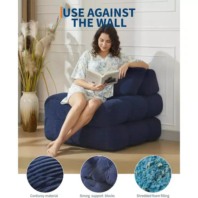 Divano Letto Pieghevole, Poltrona Letto Convertibile con Cuscino e Tasca Laterale, Design con Materasso Pieghevole, Lettino da Terra Portatile per Piccoli Spazi