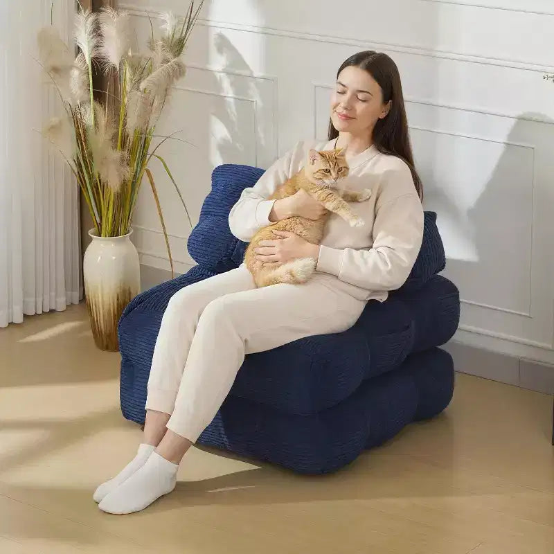 Divano Letto Pieghevole, Poltrona Letto Convertibile con Cuscino e Tasca Laterale, Design con Materasso Pieghevole, Lettino da Terra Portatile per Piccoli Spazi