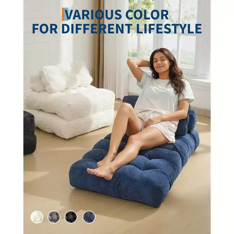 Divano Letto Pieghevole, Poltrona Letto Convertibile con Cuscino e Tasca Laterale, Design con Materasso Pieghevole, Lettino da Terra Portatile per Piccoli Spazi