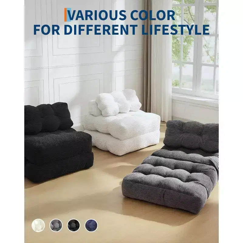 Divano Letto Pieghevole, Poltrona Letto Convertibile con Cuscino e Tasca Laterale, Design con Materasso Pieghevole, Lettino da Terra Portatile per Piccoli Spazi