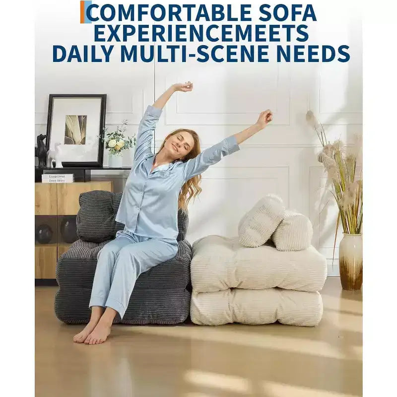 Divano Letto Pieghevole, Poltrona Letto Convertibile con Cuscino e Tasca Laterale, Design con Materasso Pieghevole, Lettino da Terra Portatile per Piccoli Spazi