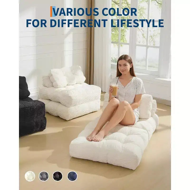 Divano Letto Pieghevole, Poltrona Letto Convertibile con Cuscino e Tasca Laterale, Design con Materasso Pieghevole, Lettino da Terra Portatile per Piccoli Spazi