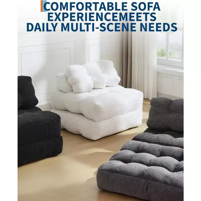 Divano Letto Pieghevole, Poltrona Letto Convertibile con Cuscino e Tasca Laterale, Design con Materasso Pieghevole, Lettino da Terra Portatile per Piccoli Spazi