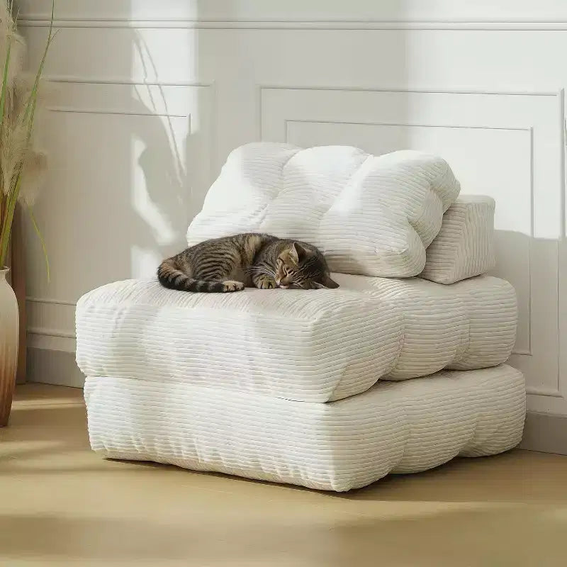 Acekool Folding Sofa Bed, Convertible Sleeper Chair with Pillow and Side Pocket, Collapsible Mattress Design, Portable Floor Lounger for Small Spaces