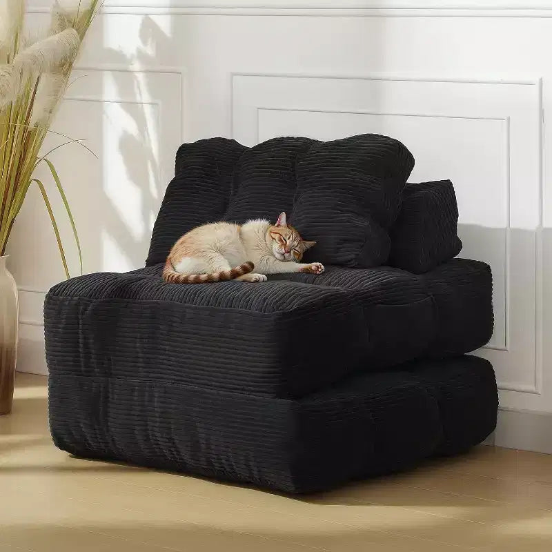Divano Letto Pieghevole, Poltrona Letto Convertibile con Cuscino e Tasca Laterale, Design con Materasso Pieghevole, Lettino da Terra Portatile per Piccoli Spazi