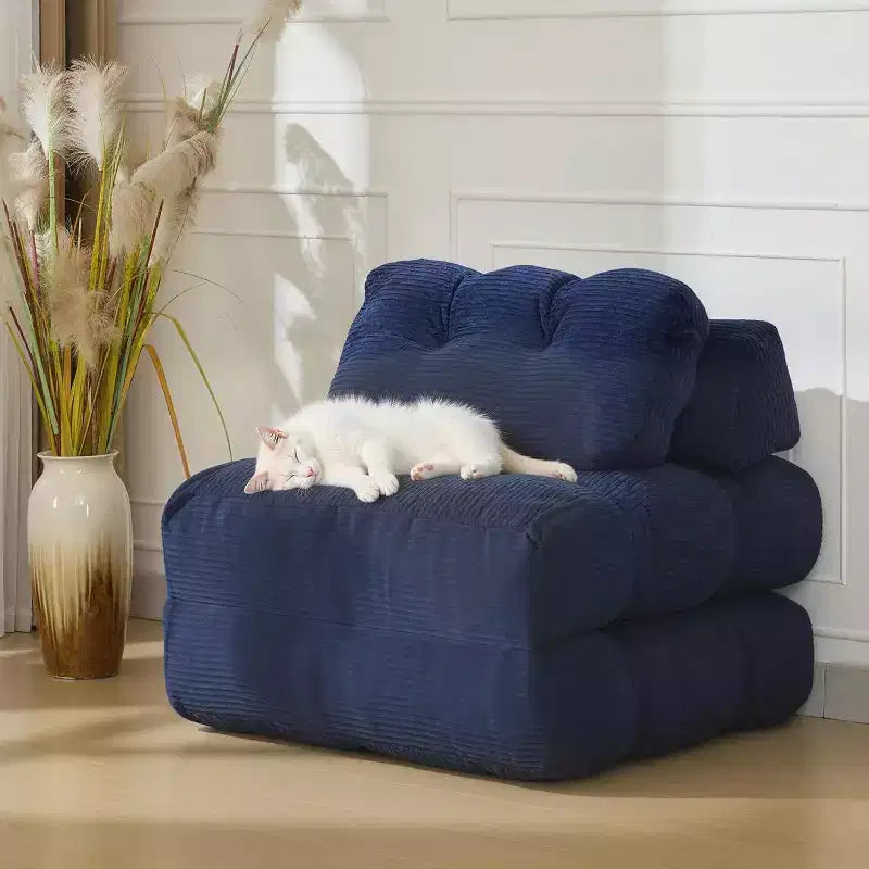 Divano Letto Pieghevole, Poltrona Letto Convertibile con Cuscino e Tasca Laterale, Design con Materasso Pieghevole, Lettino da Terra Portatile per Piccoli Spazi