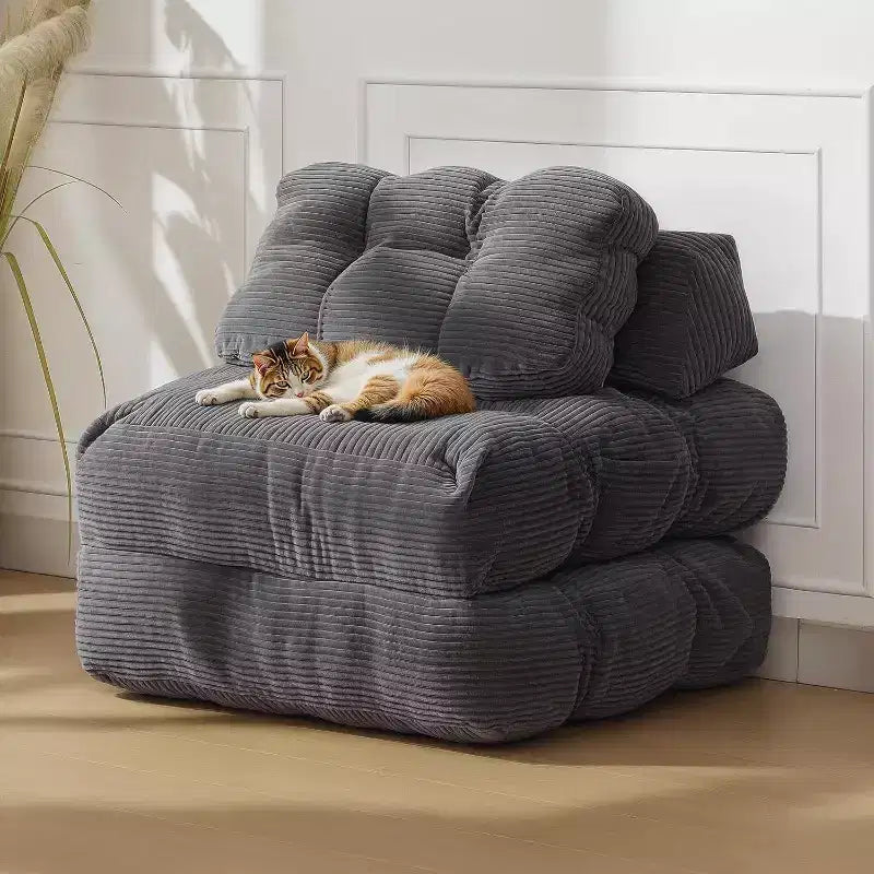 Divano Letto Pieghevole, Poltrona Letto Convertibile con Cuscino e Tasca Laterale, Design con Materasso Pieghevole, Lettino da Terra Portatile per Piccoli Spazi