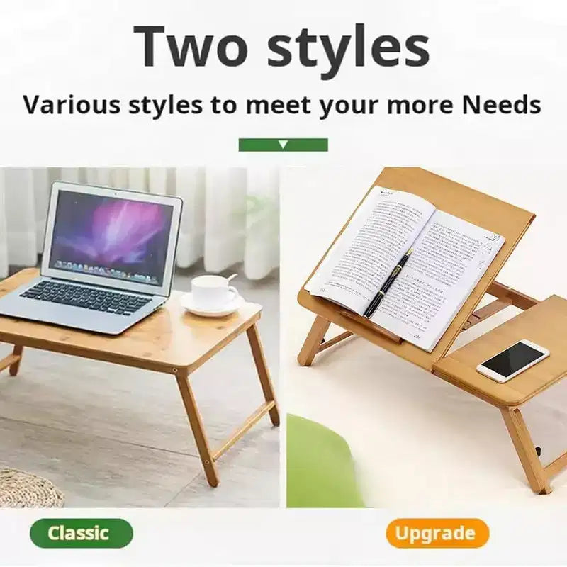 Tavolino da letto in bambù, regolabile in altezza e angolazione, con gambe pieghevoli, Portatile per lavorare, scrivere, disegnare, leggere a letto o a terra