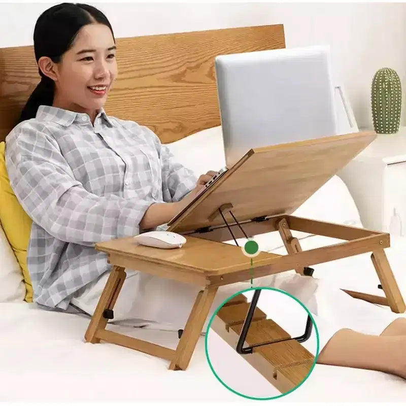 Tavolino da letto in bambù, regolabile in altezza e angolazione, con gambe pieghevoli, Portatile per lavorare, scrivere, disegnare, leggere a letto o a terra