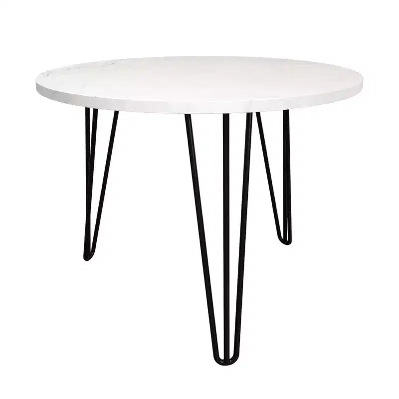 Tavolino da caffè rotondo impilabile, piano in finto marmo da 70 cm con struttura in metallo, tavolini laterali in legno per soggiorno